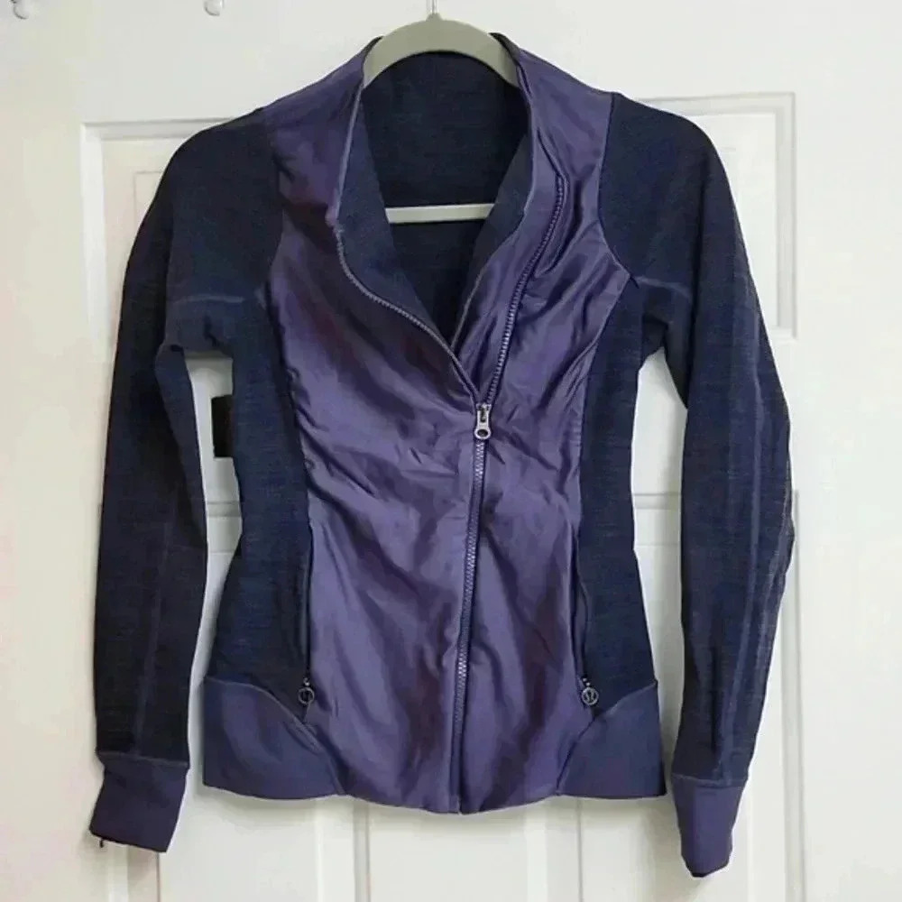 Lululemon Purple Asymmetrical Moto Jacket Full Zip Pockets